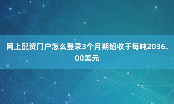 网上配资门户怎么登录　　3个月期铅收于每吨2036.00美元